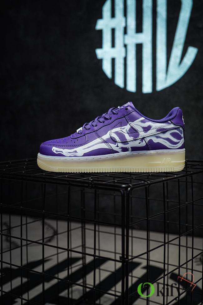 Okify Nike Air Force 1 Low Skeleton Purple Sneakers - 1