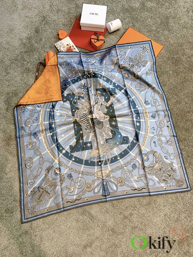 Okify Hermes Skull Night Silk Square Scarf 90x90cm - 1
