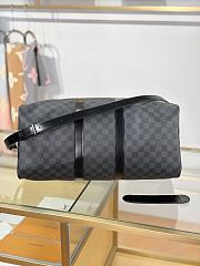 Okify Louis Vuitton Keepall Bandouliere Damier Azur Bag in black N41418 45x20x26cm - 3