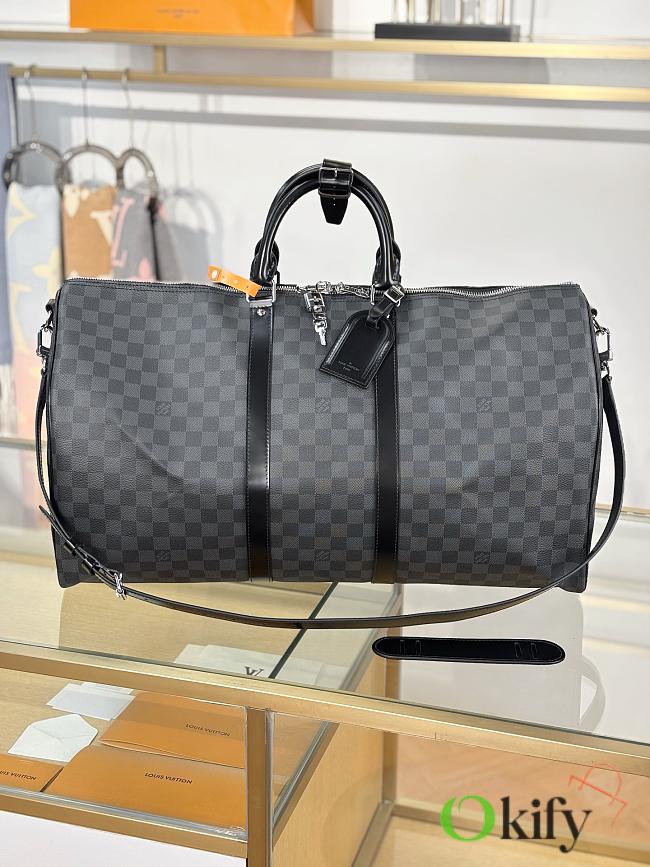 Okify Louis Vuitton Keepall Bandouliere Damier Bag In Black N41413 55x31x26cm - 1