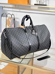 Okify Louis Vuitton Keepall Bandouliere Damier Bag In Black N41413 55x31x26cm - 3
