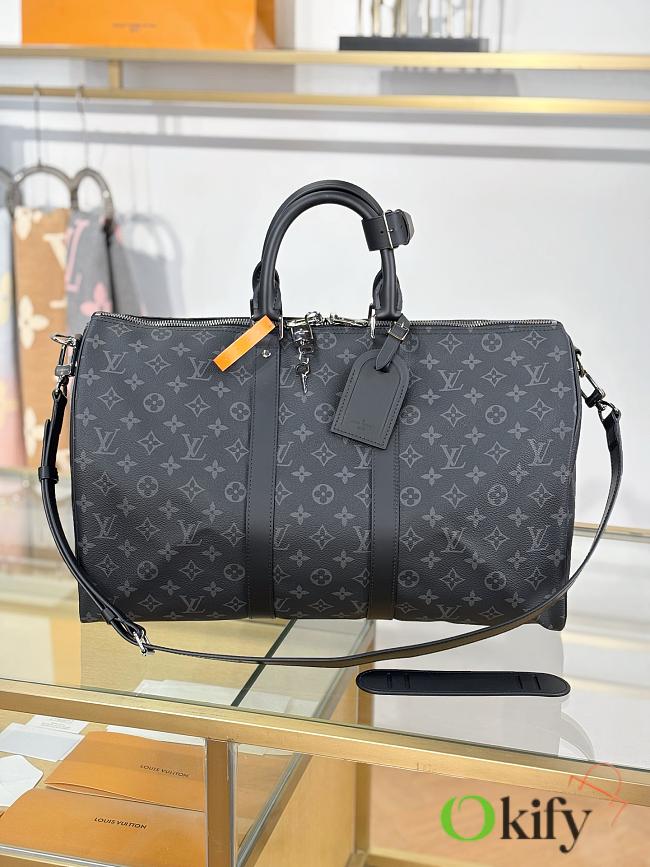 Okify Louis Vuitton Keepall Bandouliere Monogram Bag In Black M40569 45x27x20cm - 1
