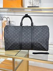 Okify Louis Vuitton Keepall Bandouliere Monogram Bag In Black M40568 50x29x23cm - 4