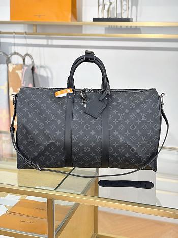 Okify Louis Vuitton Keepall Bandouliere Monogram Bag In Black M40568 50x29x23cm