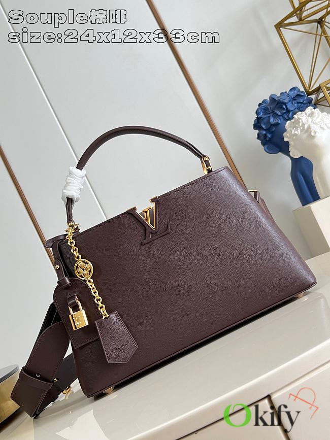 Okify Louis Vuitton Capucines MM Souple Bag In Dark Brown M12927 33x24x12cm - 1