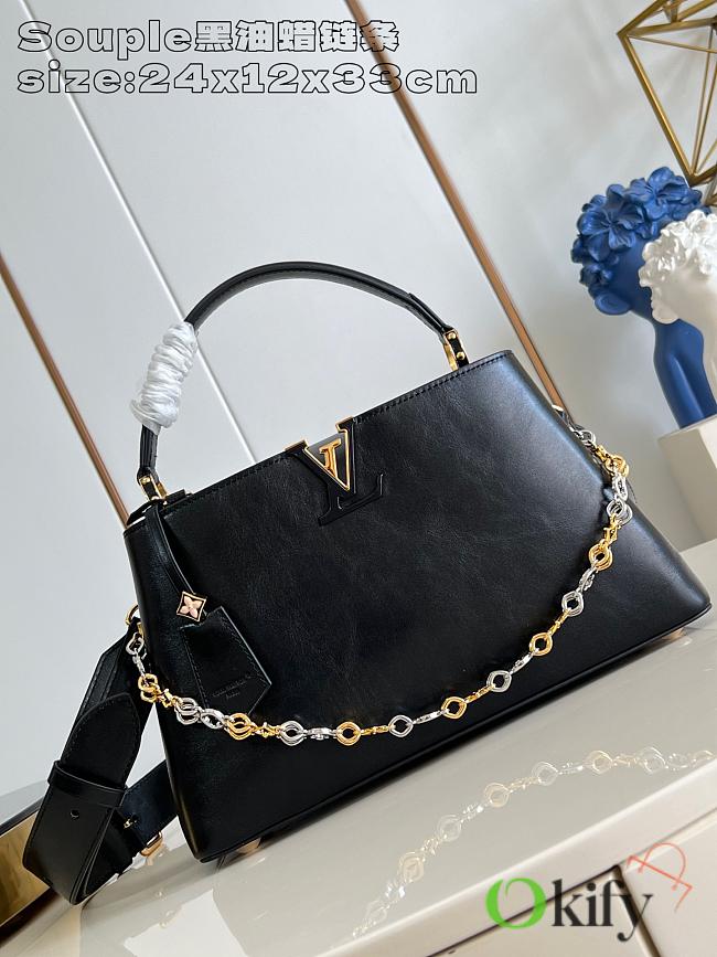 Okify Louis Vuitton Capucines MM Souple Bag In Black M12924 33x24x12cm - 1