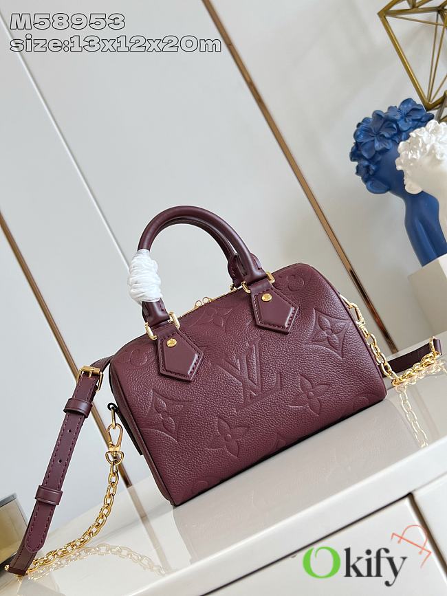 Okify Louis Vuitton Speedy Bandouliere 20 Bag In Dark Red M25929 20x13x12cm - 1