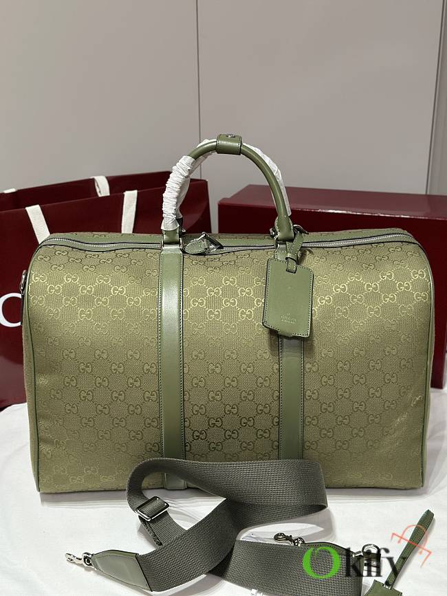 Okify Gucci GG Canvas Large Duffle Bag In Green 52x32x28cm - 1