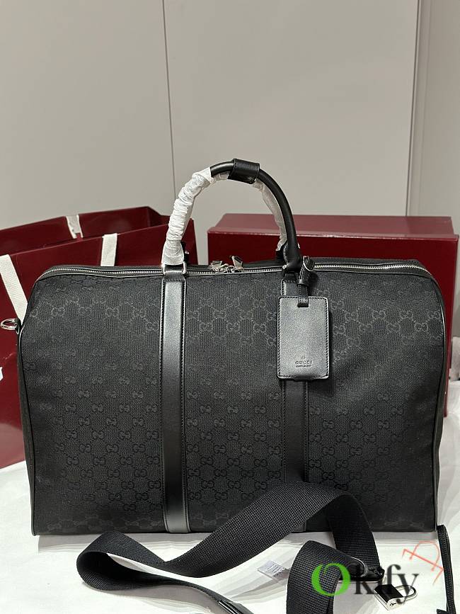 Okify Gucci GG Canvas Large Duffle Bag In Black 52x32x28cm - 1