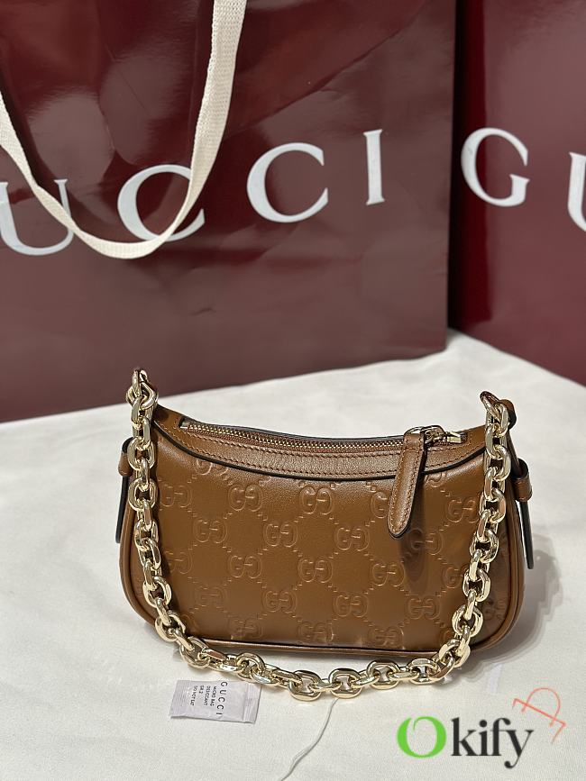 Okify Gucci GG Emblem Mini Shoulder Bag In Brown 19x12x4cm - 1