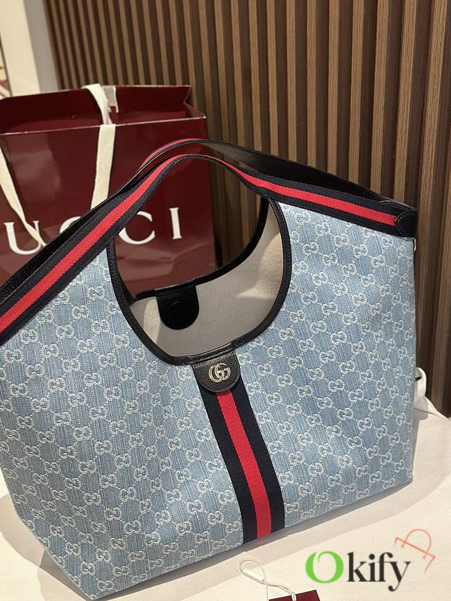 Okify Gucci Giglio Large Tote Bag In Blue 60x47x16cm - 1