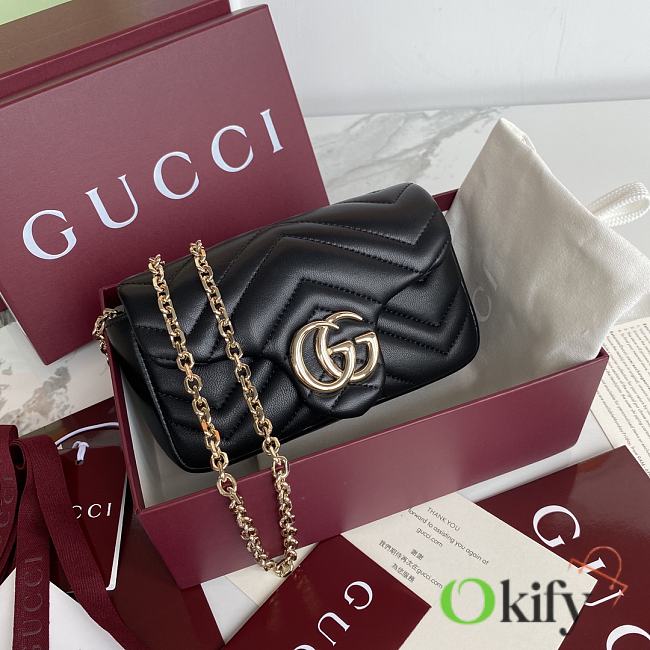Okify Gucci Marmont Bag In Black 16.5x9.5x4.5cm - 1