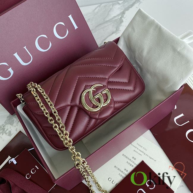 Okify Gucci Marmont Bag In Dark Red 16.5x9.5x4.5cm - 1