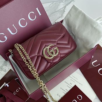 Okify Gucci Marmont Bag In Dark Red 16.5x9.5x4.5cm