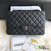 Okify CC Large Classic Flap Bag In Black Grained Calfskin 30x19.5x10cm - 6