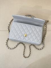 Okify CC Flap Bag With Handle In Blue Caviar 22.5x13.5x6.5cm - 2