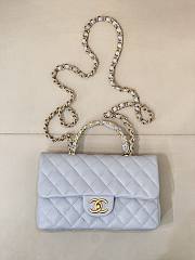 Okify CC Flap Bag With Handle In Blue Caviar 22.5x13.5x6.5cm - 1