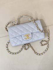 Okify CC Flap Bag With Handle In Blue Caviar 19.5x12x6.5cm - 3