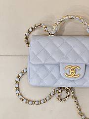 Okify CC Flap Bag With Handle In Blue Caviar 19.5x12x6.5cm - 5