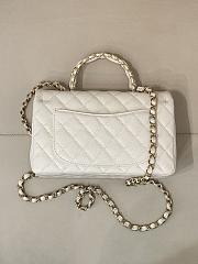 Okify CC Flap Bag With Handle In White Caviar 22.5x13.5x6.5cm - 6