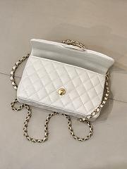Okify CC Flap Bag With Handle In White Caviar 22.5x13.5x6.5cm - 5