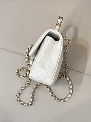 Okify CC Flap Bag With Handle In White Caviar 22.5x13.5x6.5cm - 4