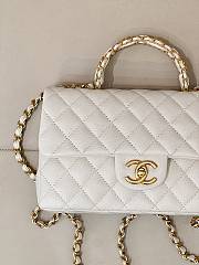 Okify CC Flap Bag With Handle In White Caviar 22.5x13.5x6.5cm - 2