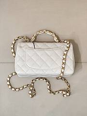 Okify CC Flap Bag With Handle In White Caviar 19.5x12x6.5cm - 6