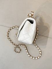 Okify CC Flap Bag With Handle In White Caviar 19.5x12x6.5cm - 5
