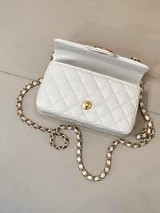 Okify CC Flap Bag With Handle In White Caviar 19.5x12x6.5cm - 4
