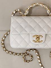 Okify CC Flap Bag With Handle In White Caviar 19.5x12x6.5cm - 2