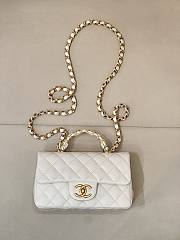 Okify CC Flap Bag With Handle In White Caviar 19.5x12x6.5cm - 1