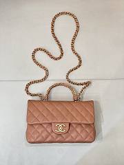 Okify CC Flap Bag With Handle In Peach Caviar 22.5x13.5x6.5cm - 1