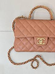 Okify CC Flap Bag With Handle In Peach Caviar 22.5x13.5x6.5cm - 5