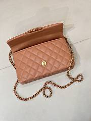 Okify CC Flap Bag With Handle In Peach Caviar 22.5x13.5x6.5cm - 3