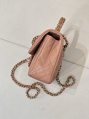 Okify CC Flap Bag With Handle In Peach Caviar 22.5x13.5x6.5cm - 4