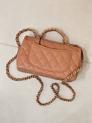 Okify CC Flap Bag With Handle In Peach Caviar 19.5x12x6.5cm - 6