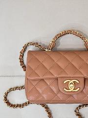 Okify CC Flap Bag With Handle In Peach Caviar 19.5x12x6.5cm - 5