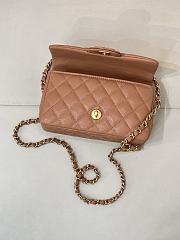 Okify CC Flap Bag With Handle In Peach Caviar 19.5x12x6.5cm - 4