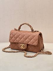 Okify CC Flap Bag With Handle In Peach Caviar 19.5x12x6.5cm - 2