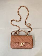 Okify CC Flap Bag With Handle In Peach Caviar 19.5x12x6.5cm - 1