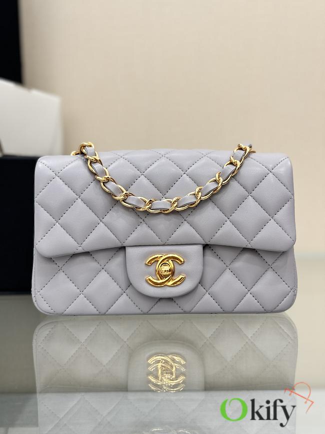 Okify CC Flap Bag In Gray With Gold Hardware 20cm - 1