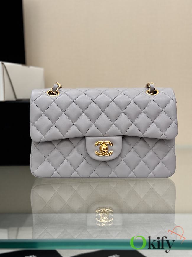 Okify CC Flap Bag In Gray With Gold Hardware 23cm - 1