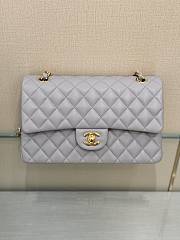 Okify CC Flap Bag In Gray Lamskin With Gold Hardware 25cm - 1