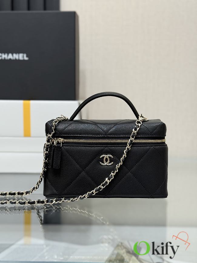 Okify CC 25 Vanity Bag In Black Caviar 14x19x5cm  - 1