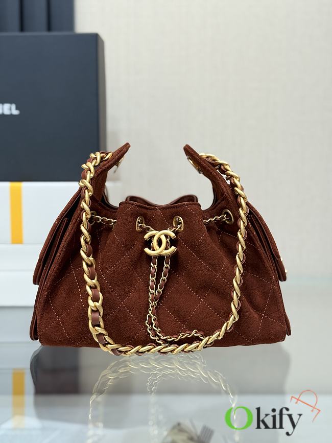 Okify CC 25 Small Hobo In Brown Suede 22x20x12.5cm - 1