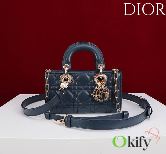 Okify Dior Lady D-joy Bag In Dark Blue 19x10.5x5.5cm - 1