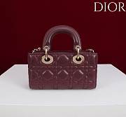 Okify Dior Lady D-joy Bag In Dark Red 19x10.5x5.5cm - 5