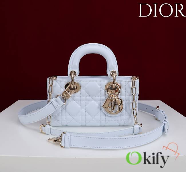 Okify Dior Lady D-joy Bag In Light Blue 19x10.5x5.5cm - 1