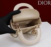 Okify Dior Lady Bag With Diamond Buckle In Beige 17x15x7cm - 3